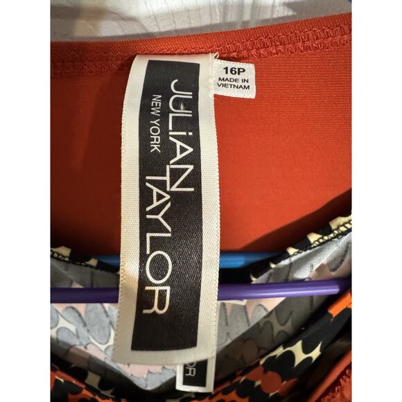 Julian Taylor Orange/Black/Cream Midi Dress With Shaw, 2 Pieces, 16P - Picture 10 of 12